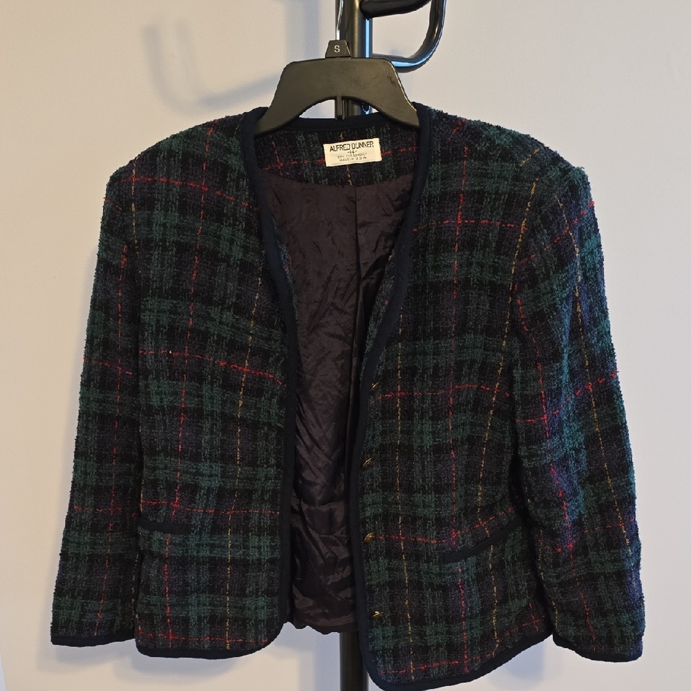 Alfred Dunner Women's Plaid Blazer in Black and Green